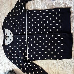 Talbots Black and White Polka Dot Cardigan Sweater